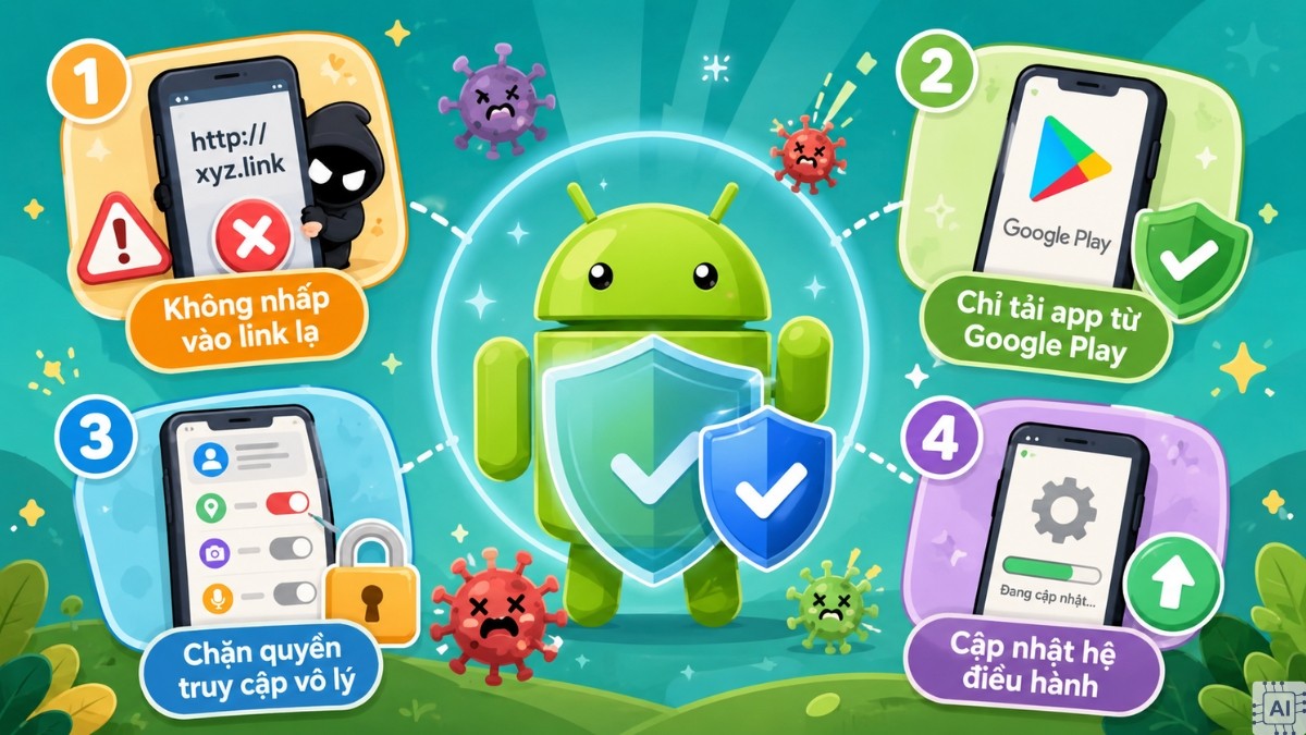 Những phòng tránh để máy nhiễm virus và mã độc trên Android