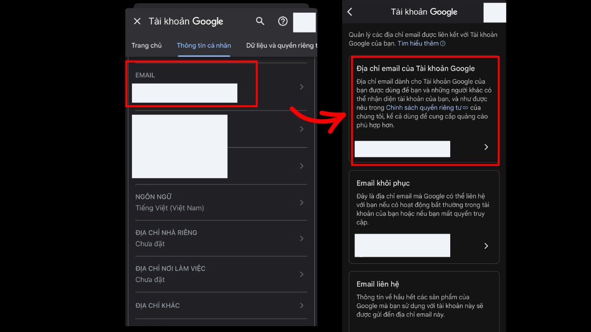 Cách thay đổi địa chỉ Gmail trên iPhone bước 3