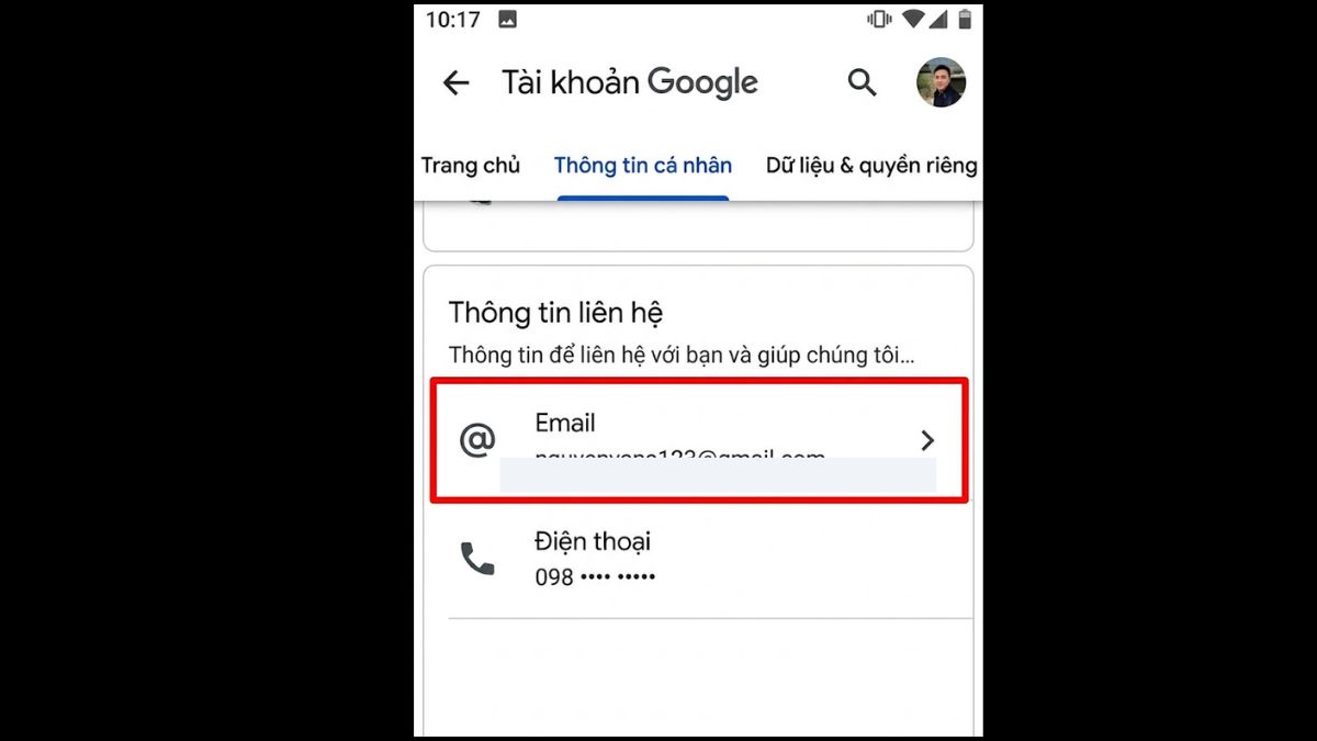 Cách thay đổi địa chỉ Gmail trên Android bước 2