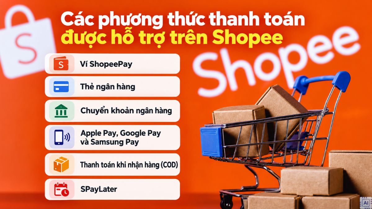 Các phương thức thanh toán được hỗ trợ trên Shopee
