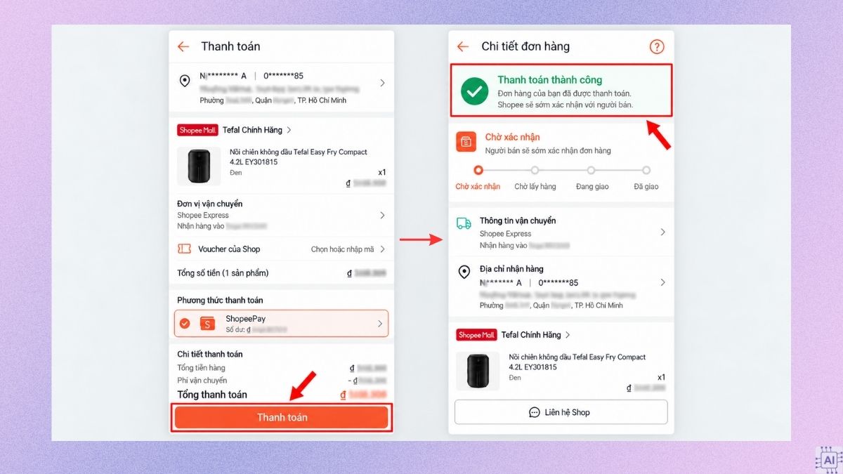 Cách đổi phương thức thanh toán trên Shopee khi đã đặt hàng bước 3