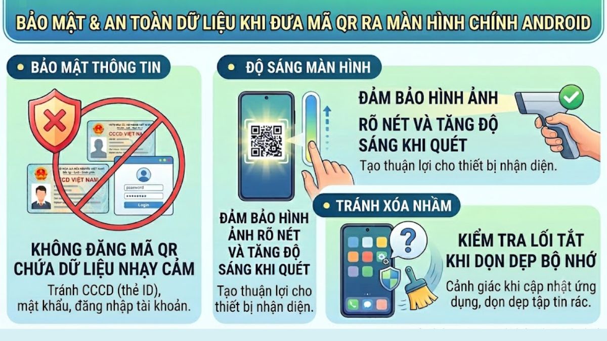 Lưu ý khi đưa mã QR ra màn hình điện thoại Android