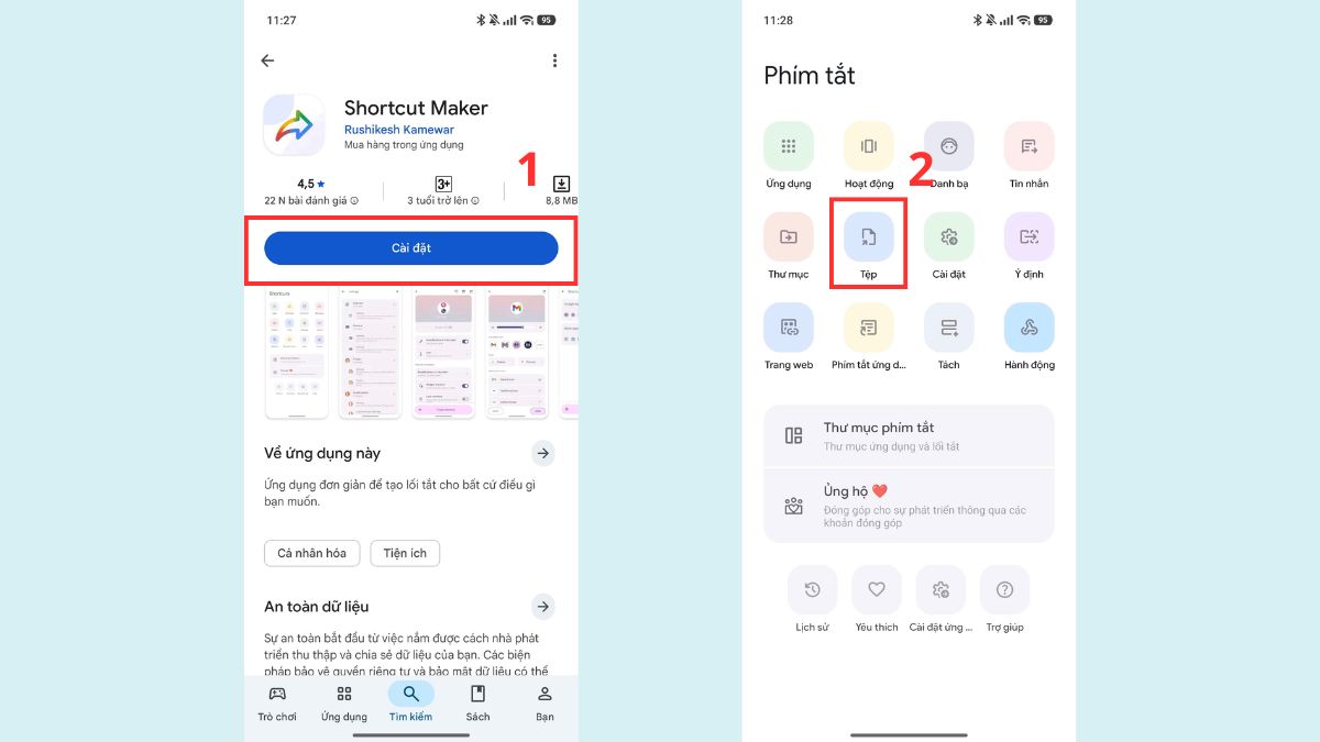 Cách tạo lối tắt mã QR trên màn hình Android bước 1