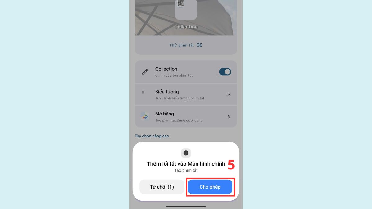 Cách tạo lối tắt mã QR trên màn hình Android bước 3