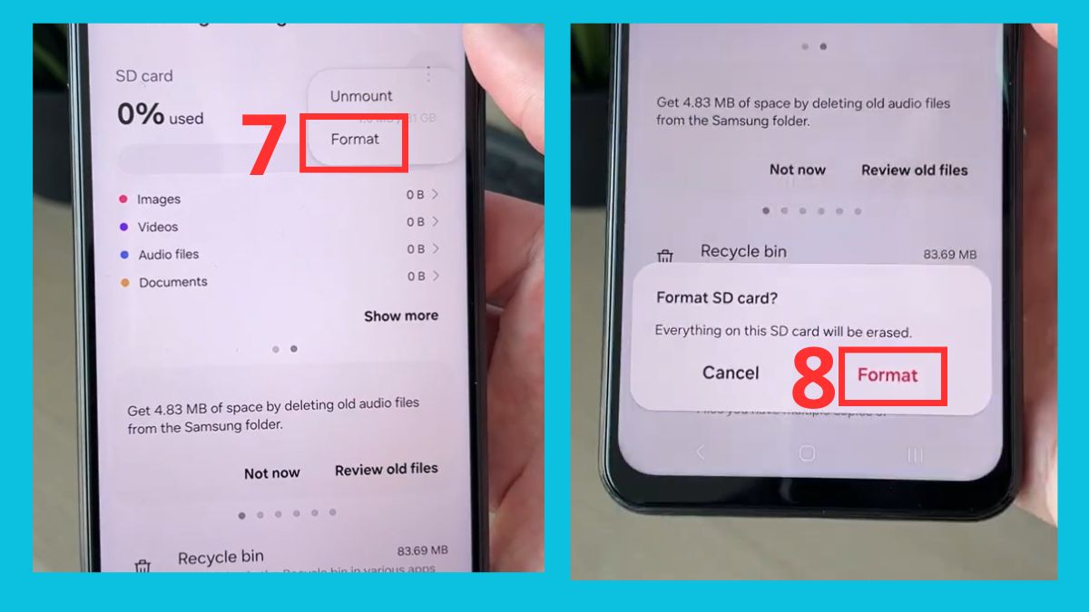 Cách format thẻ nhớ trên điện thoại Android bước 3