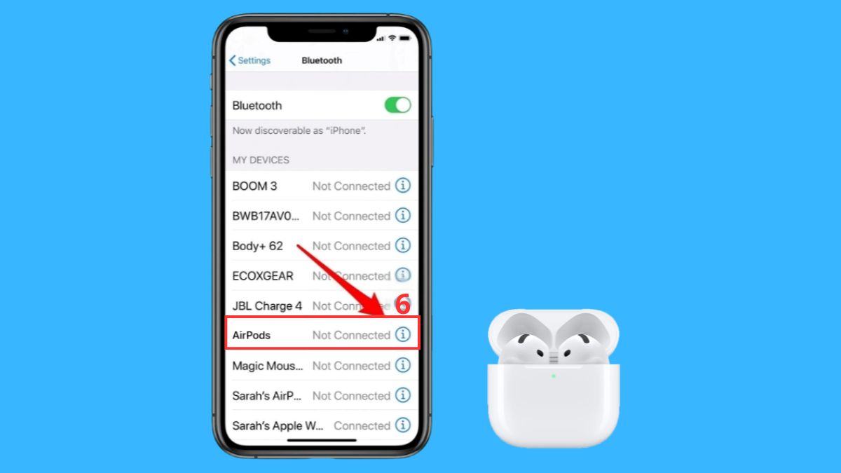 Ghép đôi AirPods 4 khi không hiện cửa sổ kết nối bước 4