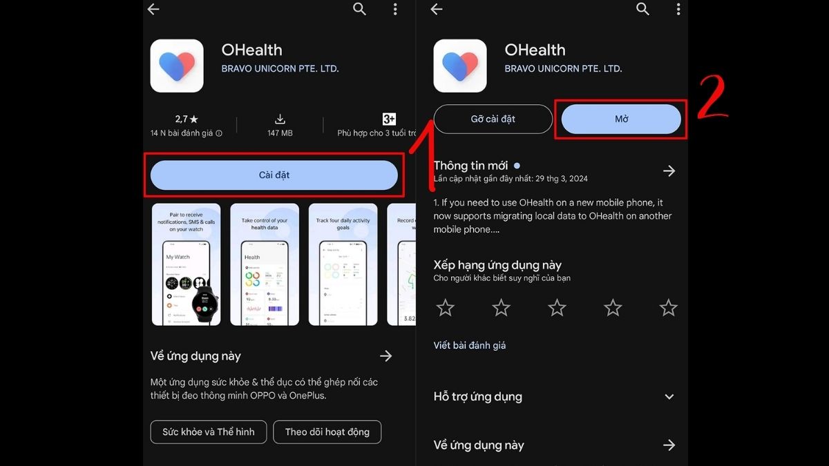 Cách kết nối đồng hồ thông minh với OPPO qua O Health bước 1