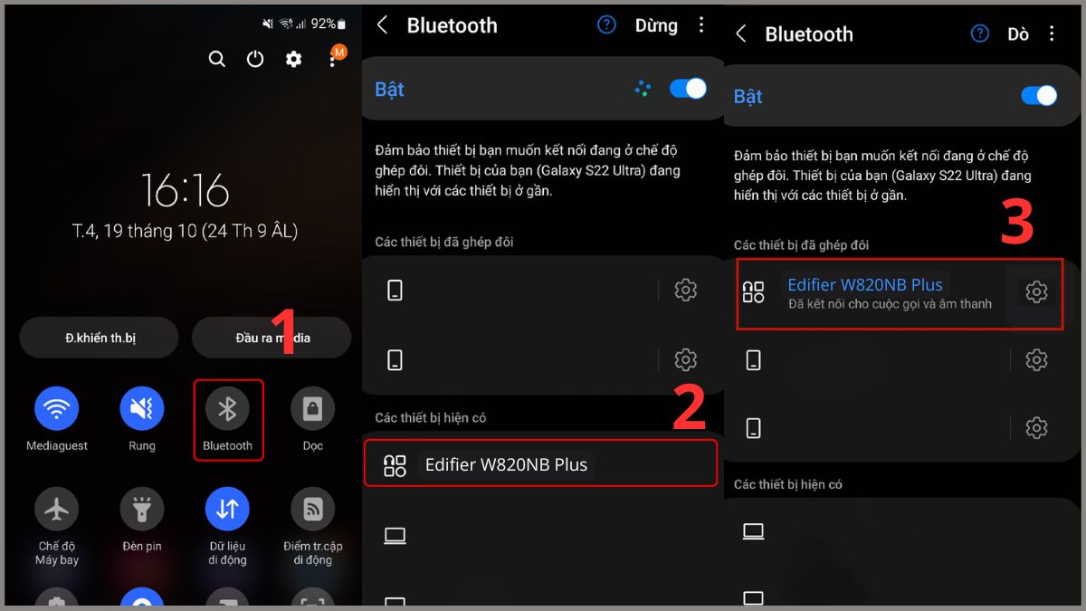 Cách kết nối tai nghe Edifier W820NB Plus với điện thoại  Android