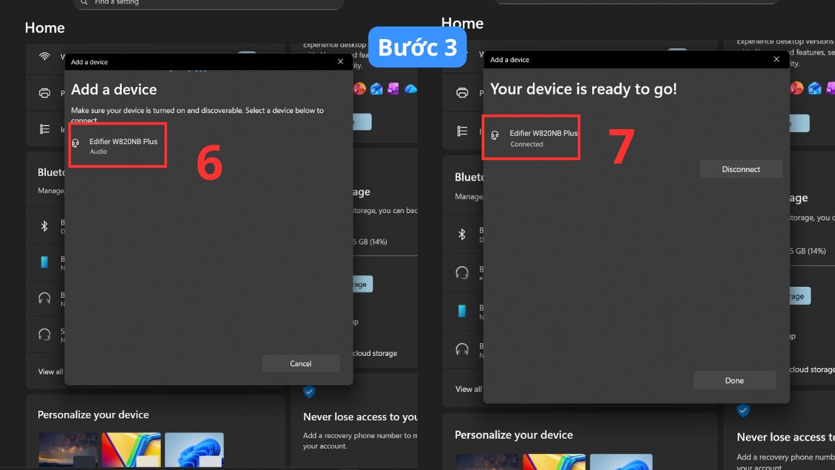 Cách kết nối tai nghe Edifier W820NB Plus với win 10/11 bước 3