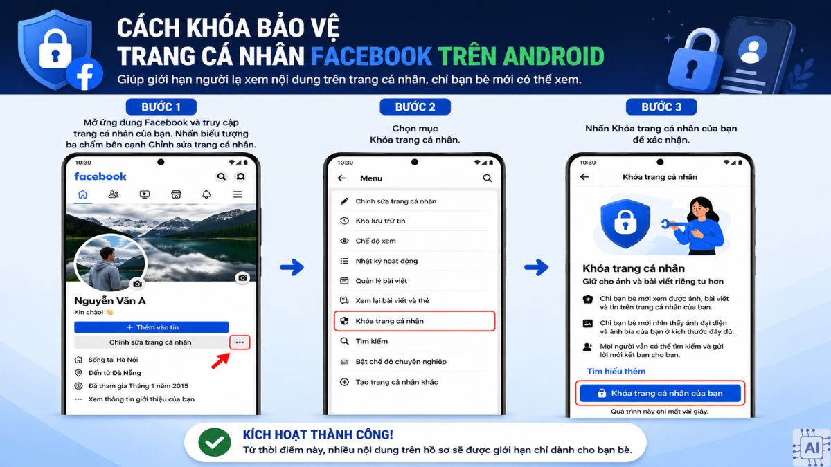 Khóa bảo vệ trang cá nhân Facebook trên Android bước 1
