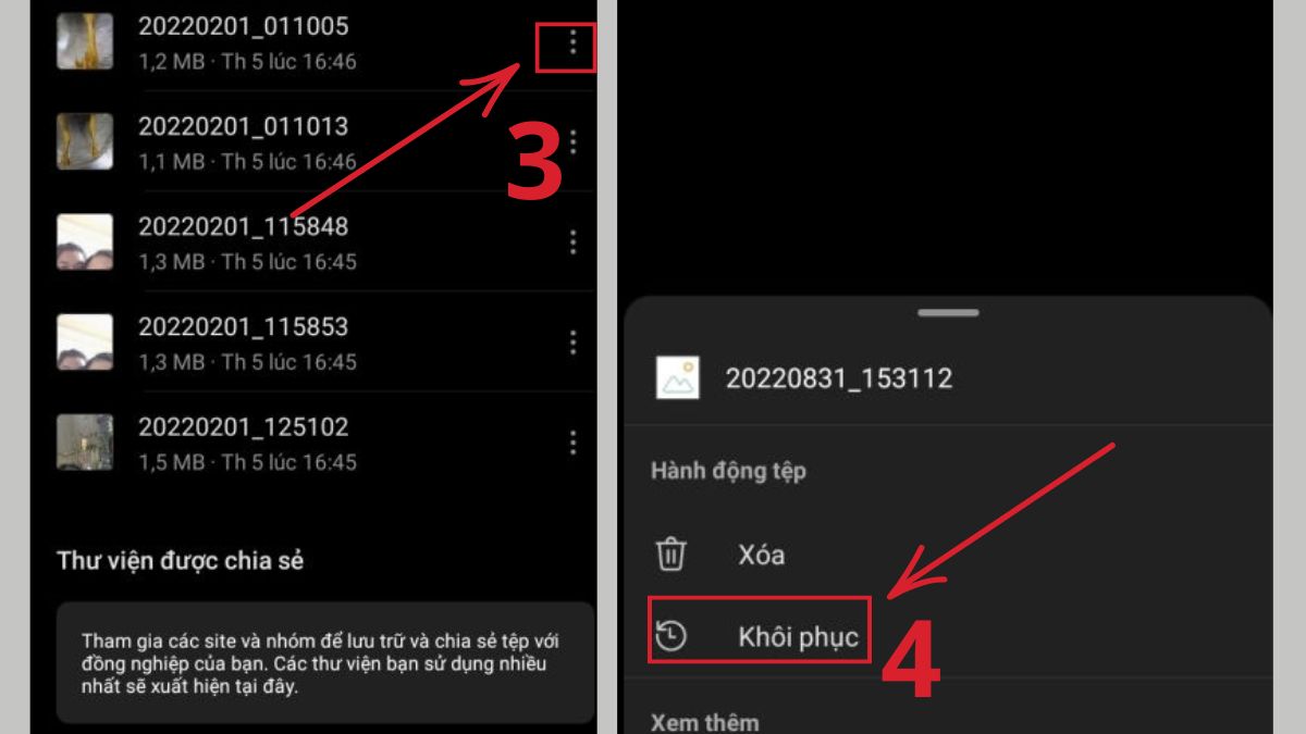 Khôi phục ảnh sau khi reset máy Android bằng OneDrive bước 3