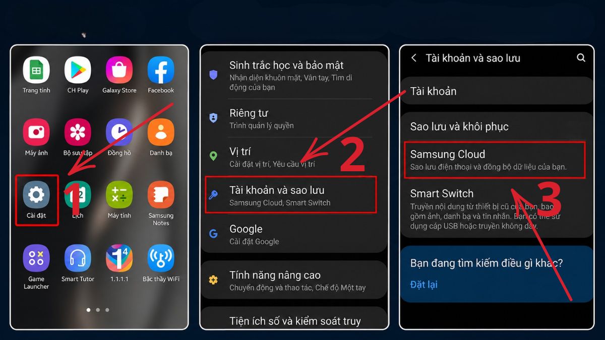 Khôi phục ảnh sau khi reset máy Android bằng Samsung Cloud bước 1