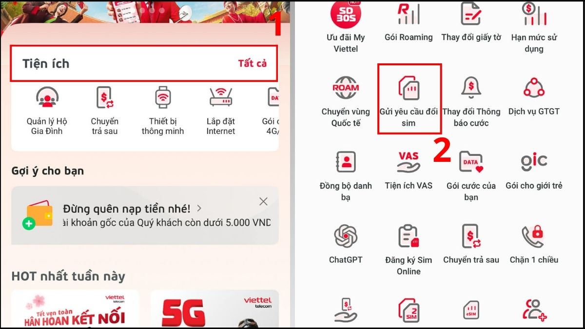 Hướng dẫn nâng cấp SIM lên 5G miễn phí và nhanh chóng bước 1