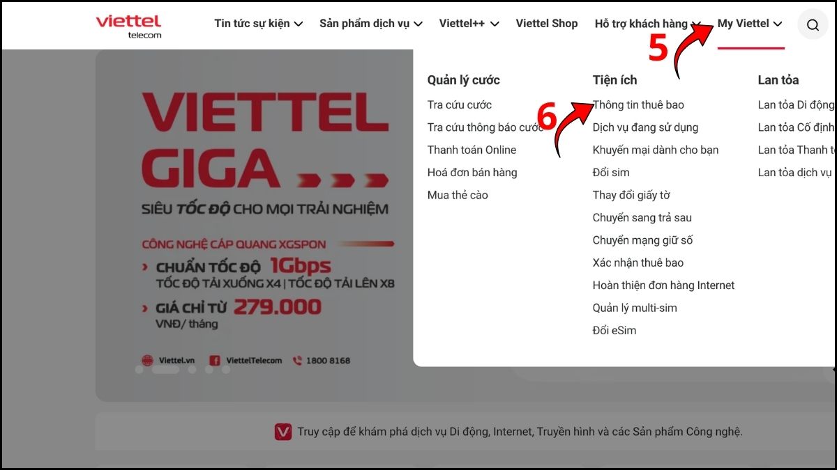 Kiểm tra thông tin SIM chính chủ trên website Viettel bước 3