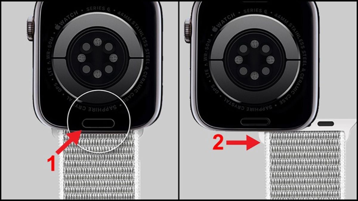 Cách tháo lắp dây đồng hồ Apple Watch bước 1