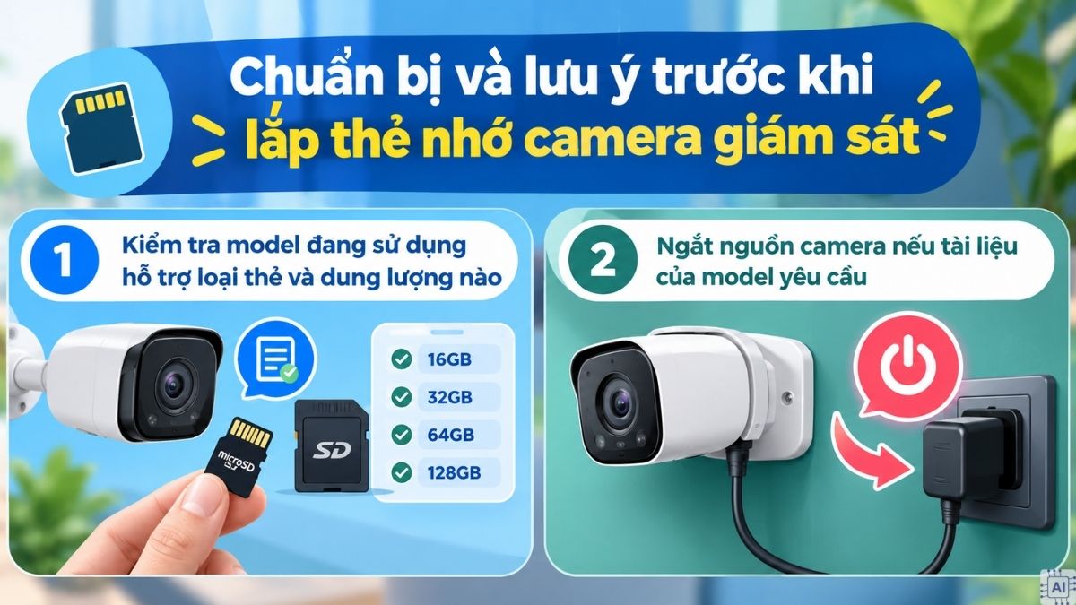 Chuẩn bị và lưu ý trước khi lắp thẻ nhớ camera