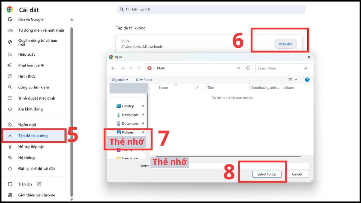 Cách tải nhạc về thẻ nhớ bằng Chrome bước 3