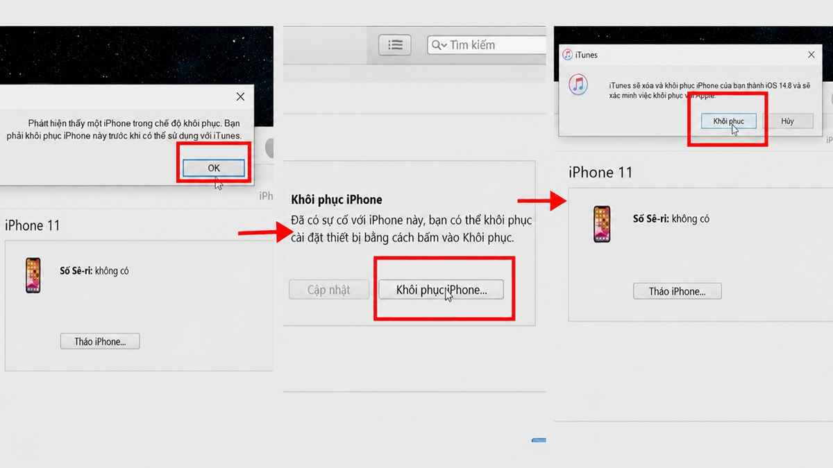 Các cách mở khóa iPhone  bằng iTunes bước 3