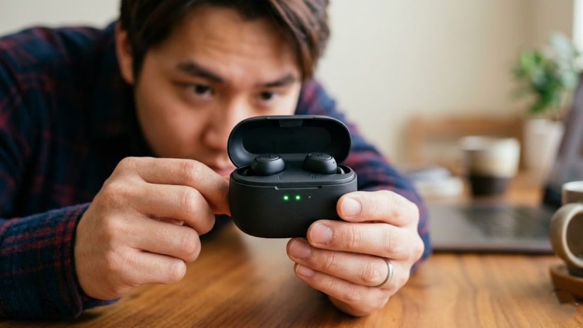 Cách nhận biết hộp sạc tai nghe hết pin qua đèn LED den