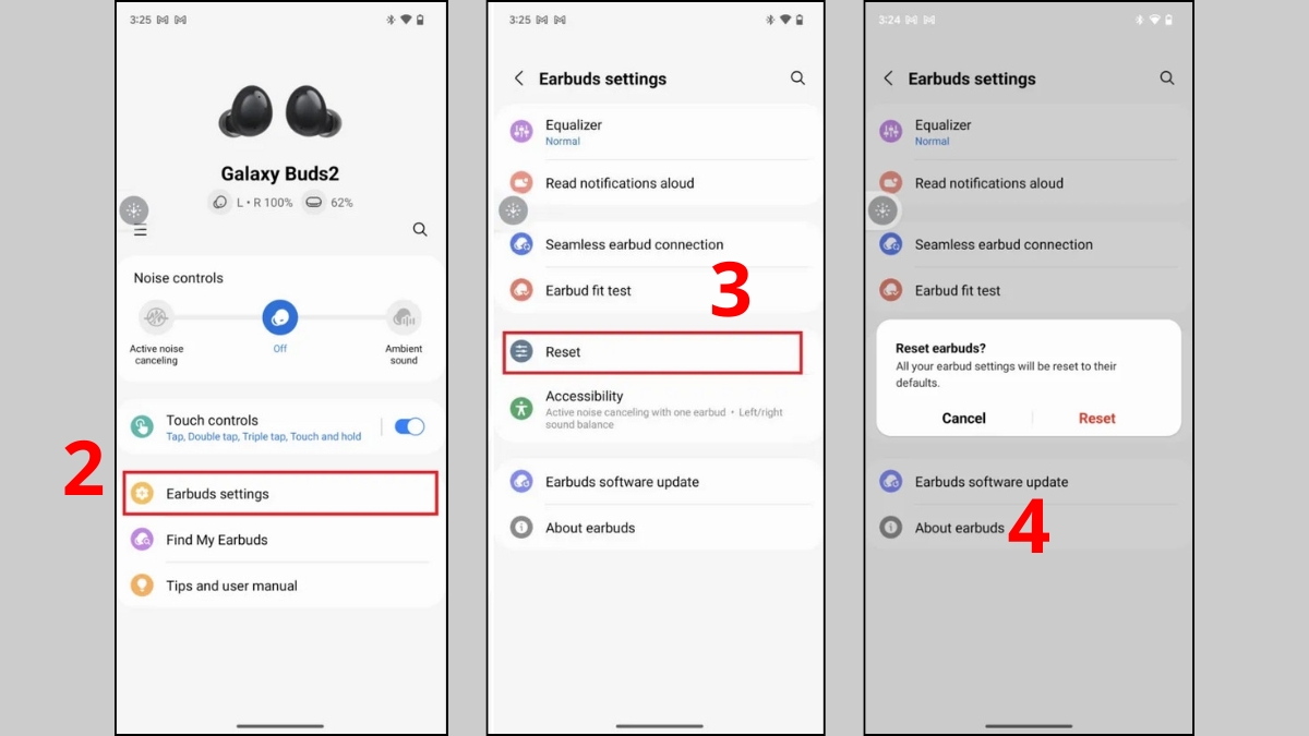 Cách reset tai nghe bluetooth Samsung Galaxy Buds bước 2