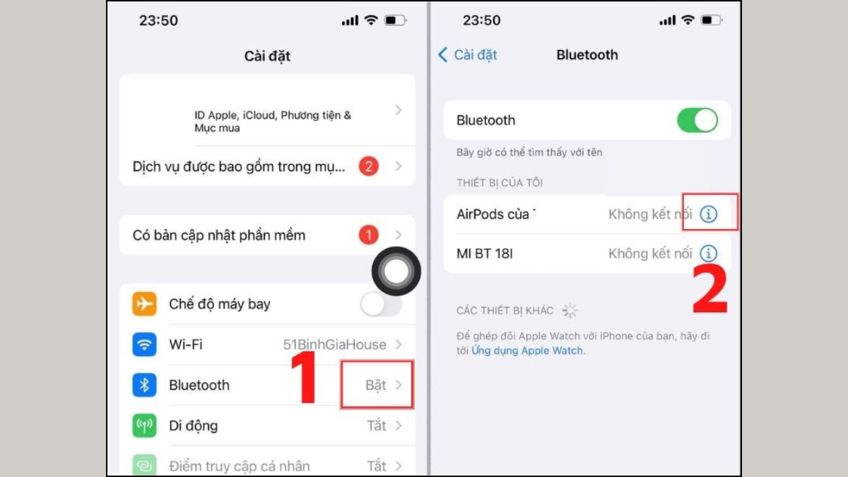 Cách reset tai nghe bluetooth Apple AirPods bước 1