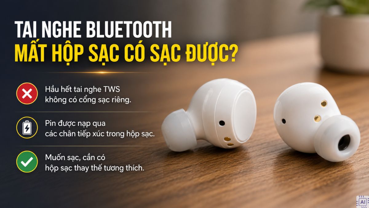 Tai nghe Bluetooth mất hộp sạc có sạc được