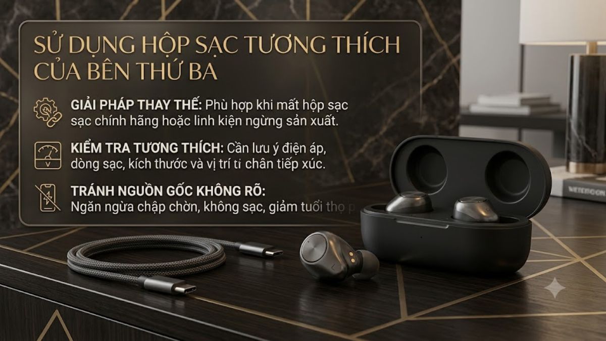 Sử dụng hộp sạc tương thích của bên thứ ba