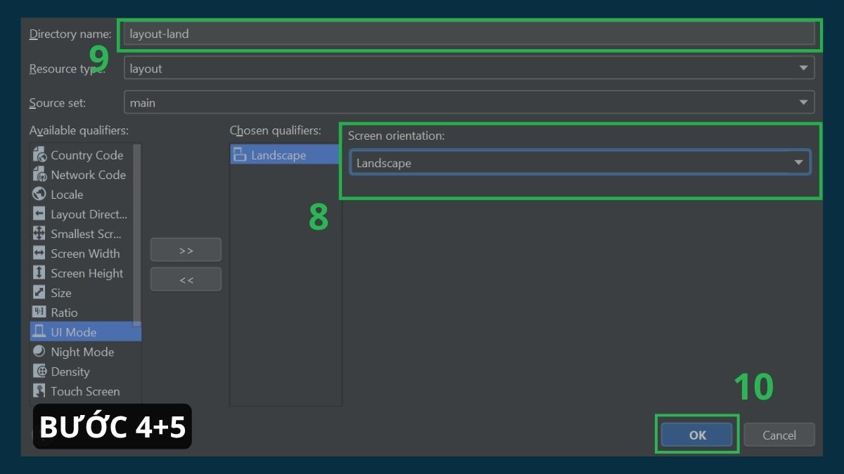 Cách tạo Layout Landscape trong Android Studio bước 4