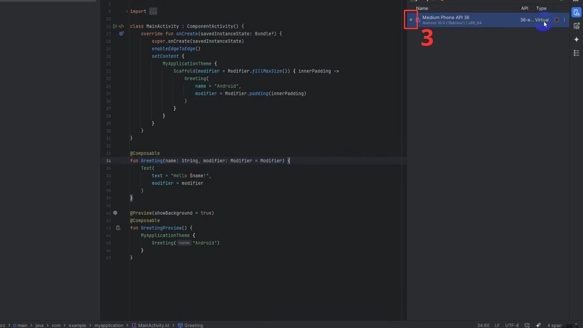 Cách chạy app trong Android Studio bước 3