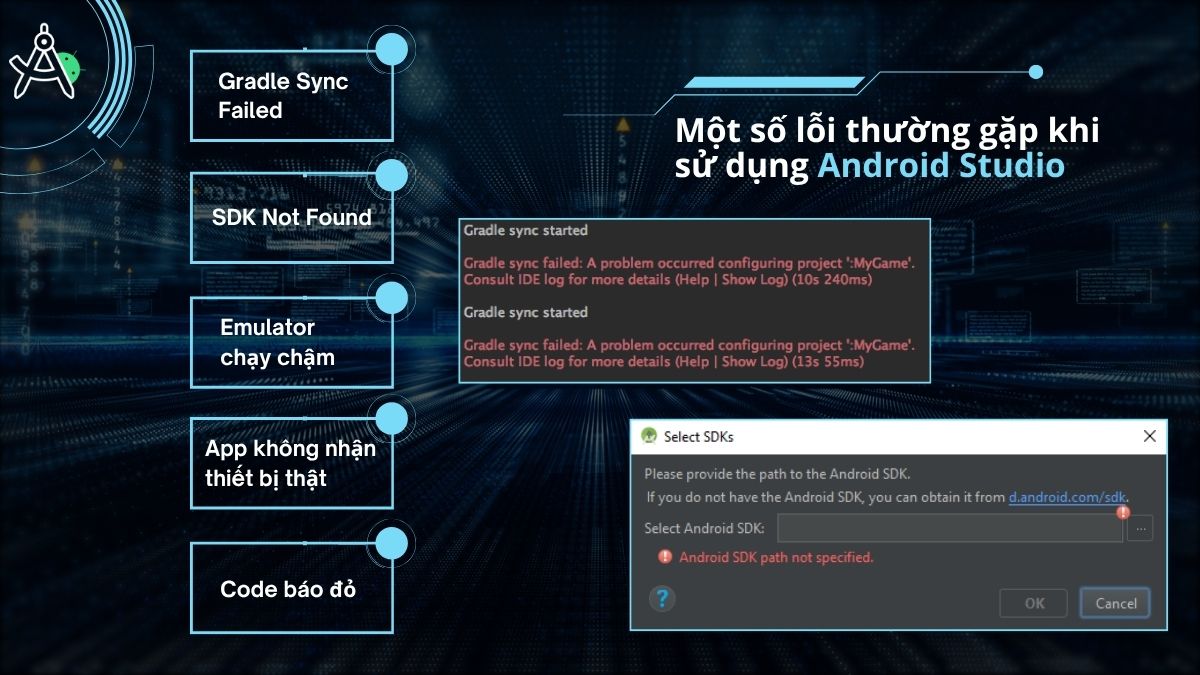Một số lỗi thường gặp khi sử dụng Android Studio