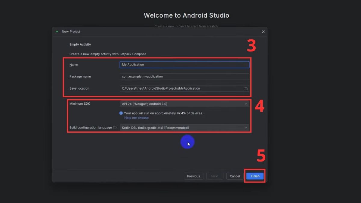 Cách dùng Android Studio tạo project đầu tiên bước 3