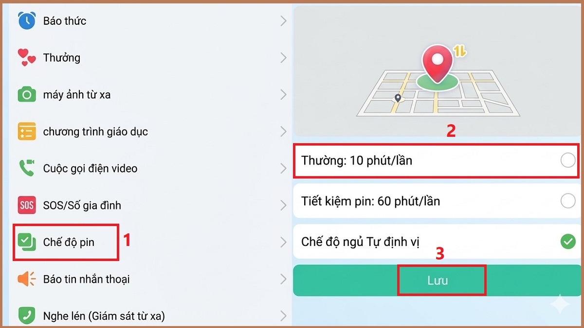 Cách cài đặt định vị trên đồng hồ của trẻ bước 2