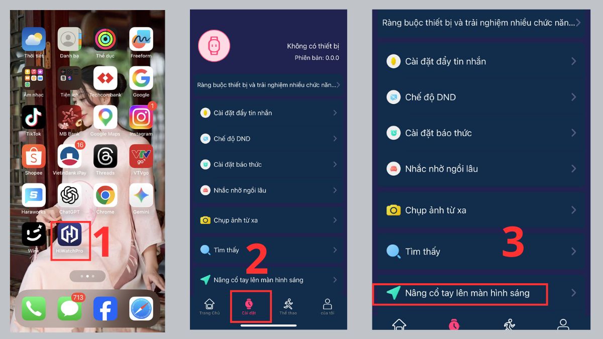 Cách bật tính năng lắc tay sáng màn hình trên đồng hồ T800 Pro Max