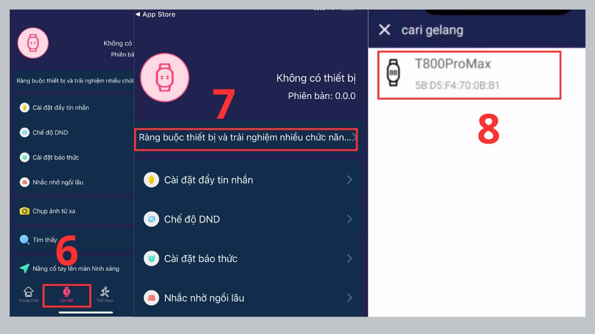 Cách kết nối đồng hồ T800 Pro Max với điện thoại bước 2