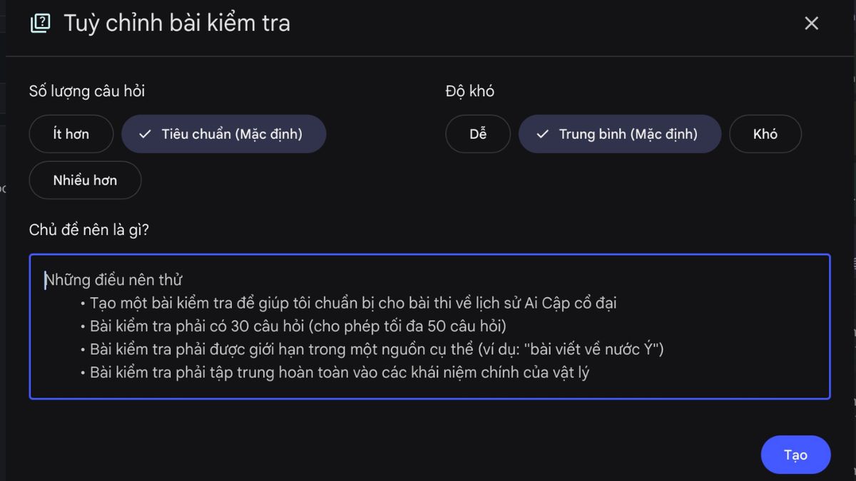 Bài kiểm tra (Quiz)