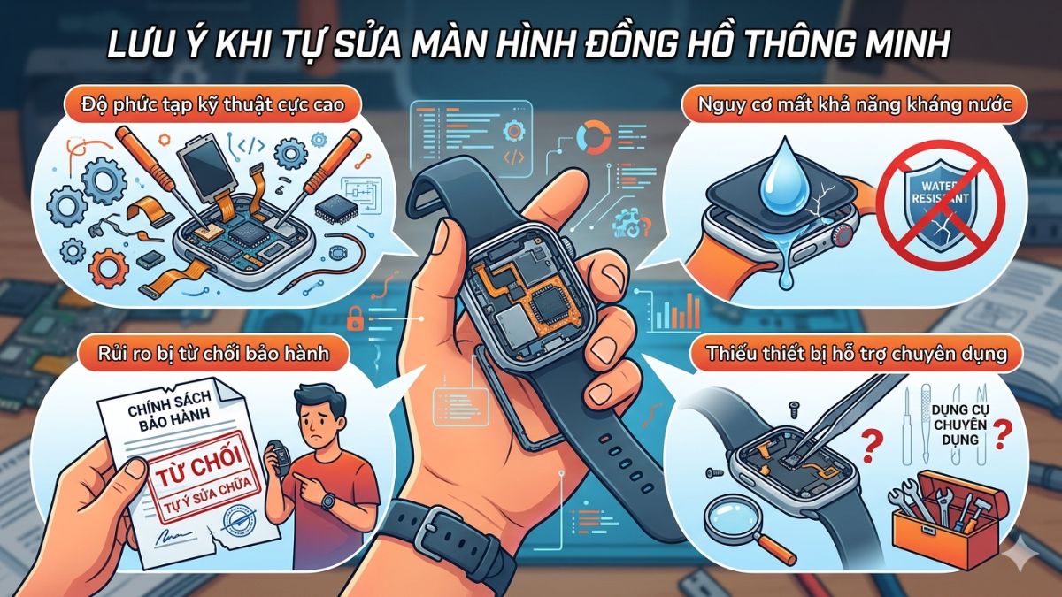 Các lưu ý khi tự sửa màn hình đồng hồ thông minh
