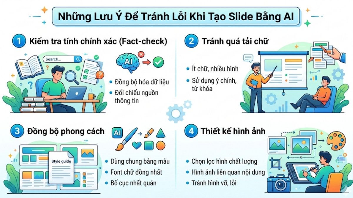 Những lưu ý để tránh lỗi khi tạo slide bằng AI