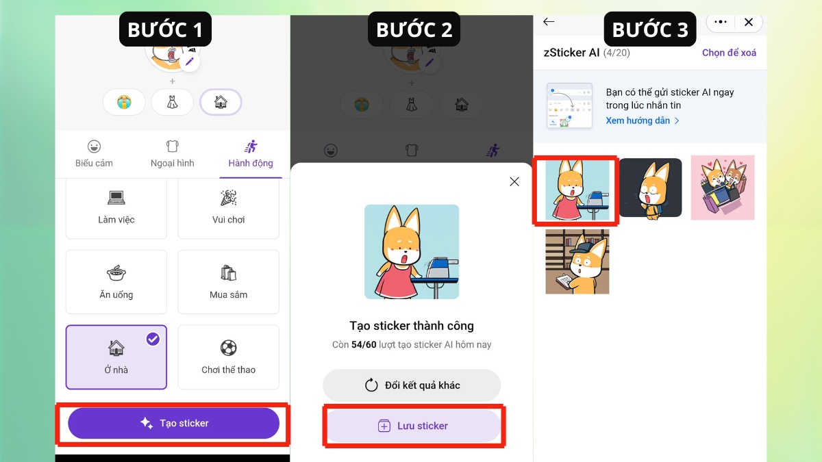 Cách lưu sticker vào bộ sưu tập