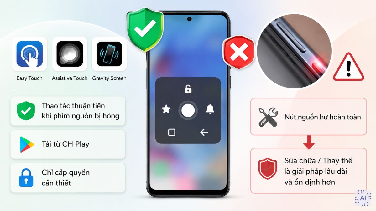 Có nên dùng app tắt nguồn Android không cần nút nguồn không