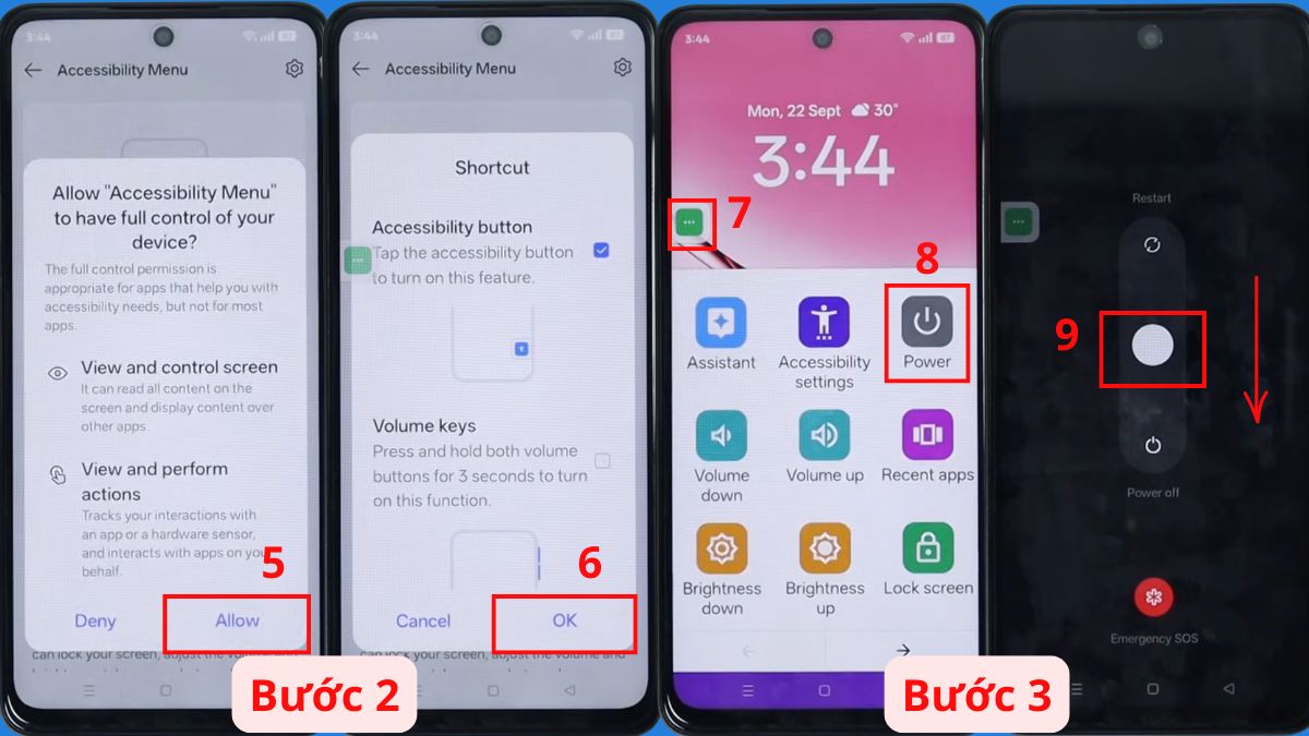 Cách tắt nguồn Android không cần nút nguồn Oppo bằng Menu Trợ năng bước 2