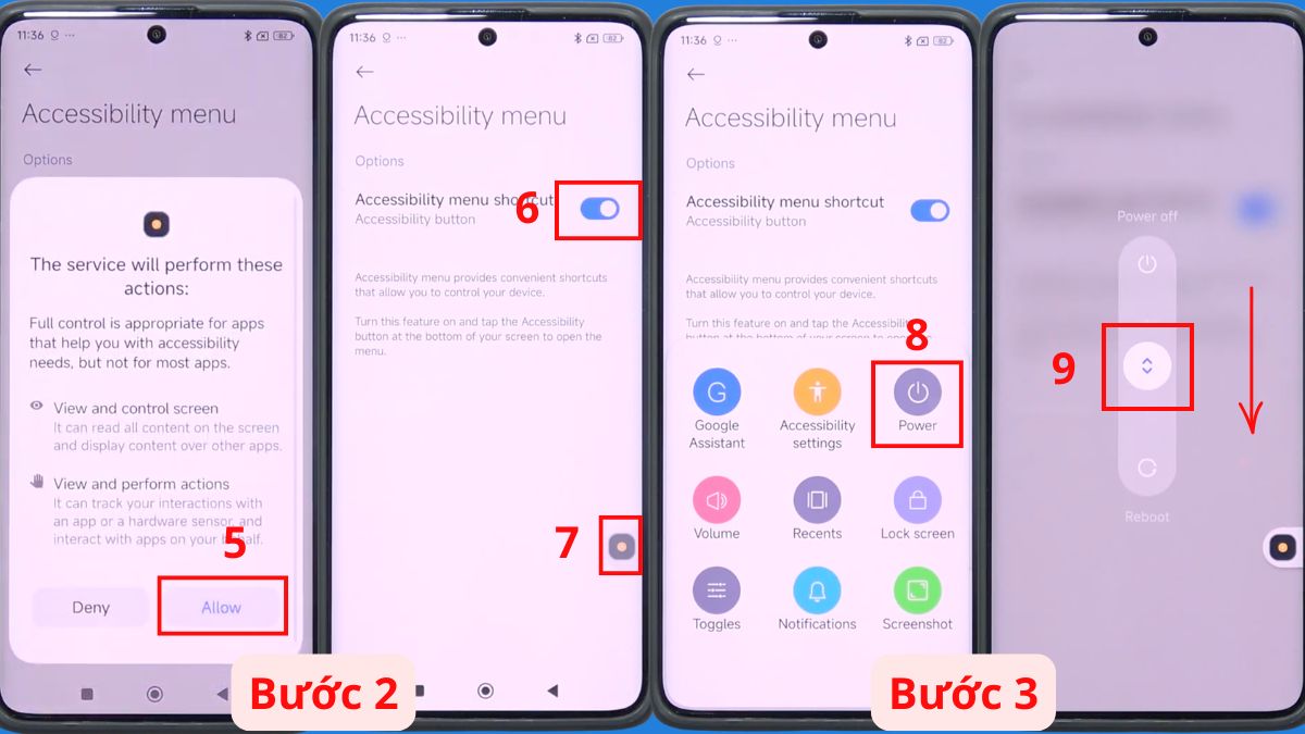 Cách tắt nguồn Android không cần nút nguồn Xiaomi bằng Menu Trợ năng bước 2
