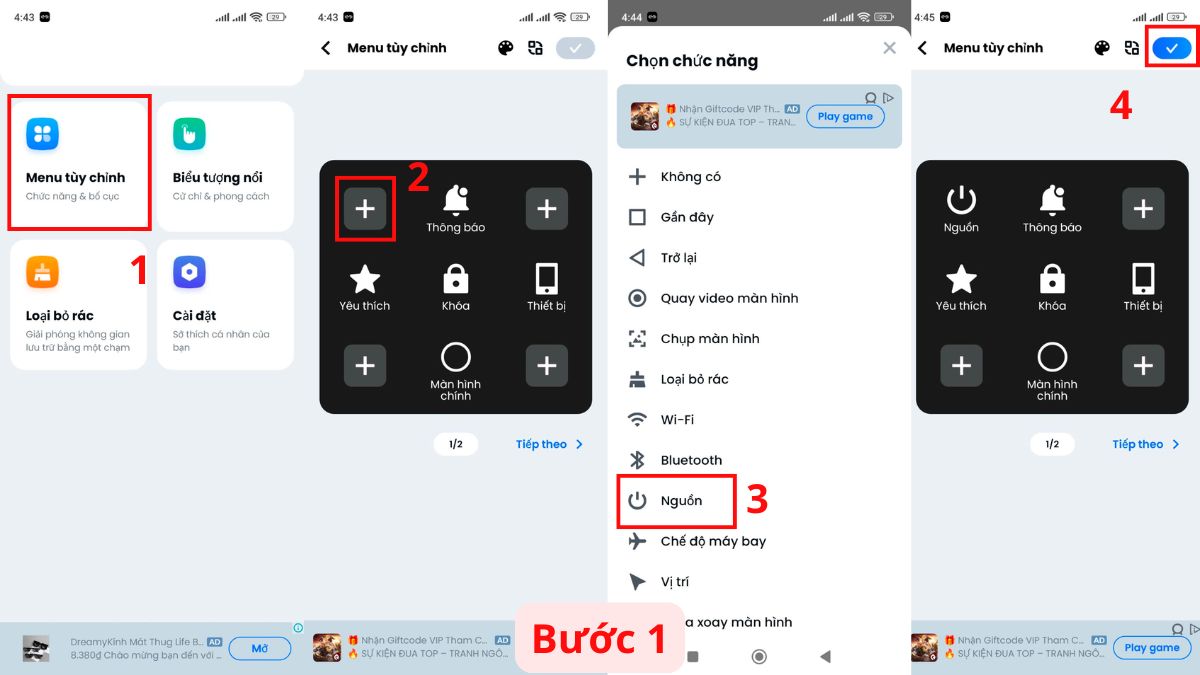 Tắt nguồn Android bằng phần mềm Easy Touch bước 1