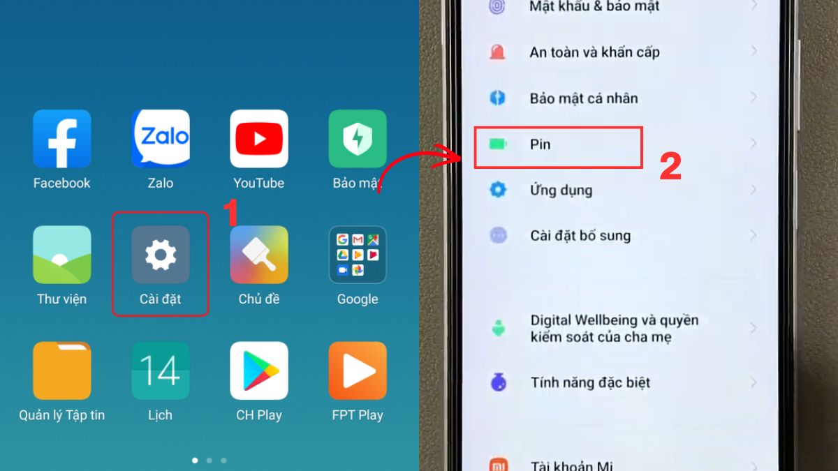 Cách bật, tắt tối ưu hóa pin trên Xiaomi, Redmi bước 1