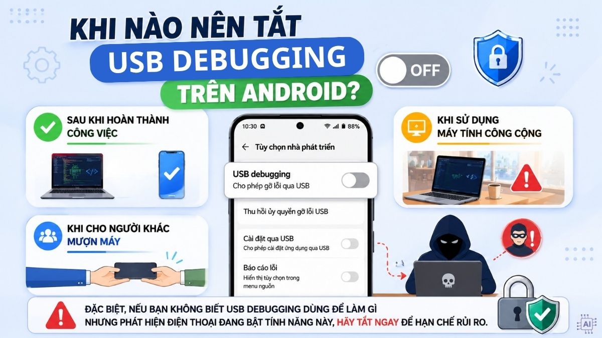Khi nào nên tắt Usb debugging trên android