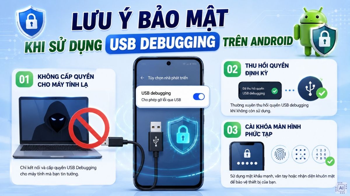 Lưu ý bảo mật khi sử dụng USB Debugging