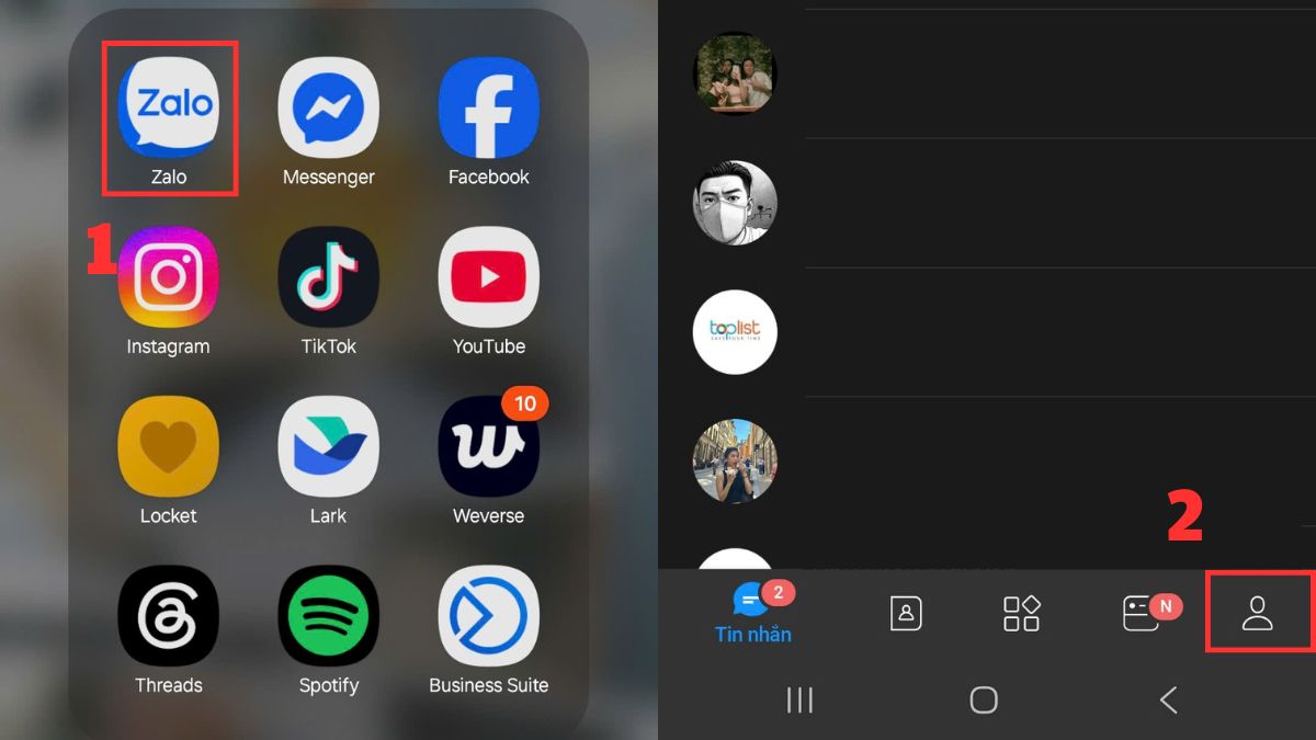 Cách viết xuống dòng Zalo trên điện thoại Android bước 1