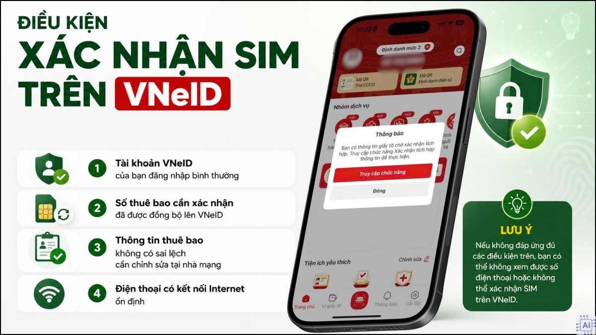 điều kiện xác nhận SIM trên VNeID