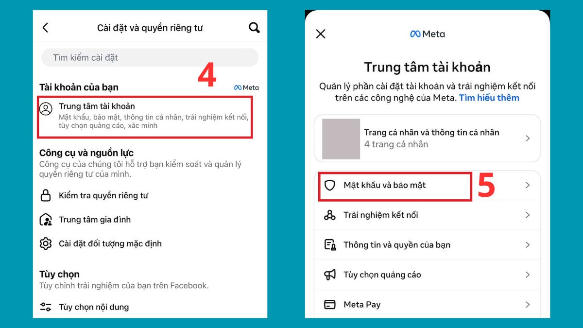 Bước 2: Mở Trung tâm tài khoản và chọn Mật khẩu, bảo mật