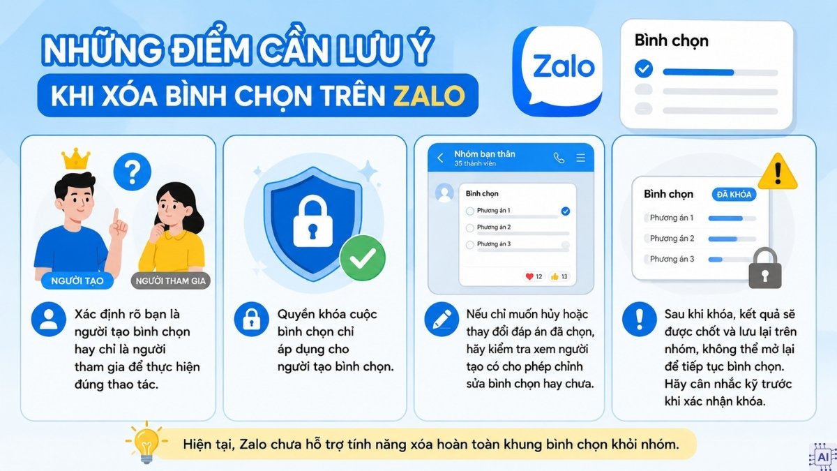 Những điểm cần lưu ý khi xóa bình chọn trên Zalo