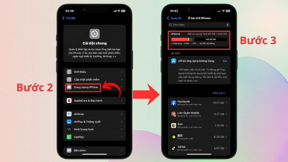 Cách kiểm tra dung lượng bộ nhớ đệm và dữ liệu hệ thống trên iPhone bước 2